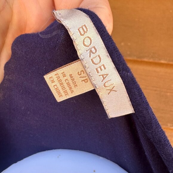 Bordeaux Lexa Striped Boat-neck Top Blue and White Long Sleeve Size S - Picture 2 of 8